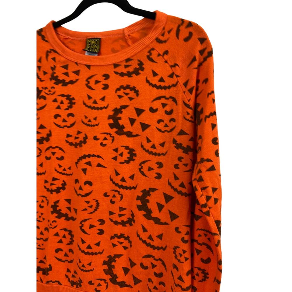Halloween Pumpkin Jack-o-lantern lightweight Orange Sweatshirt Size Large Girls - Picture 5 of 9